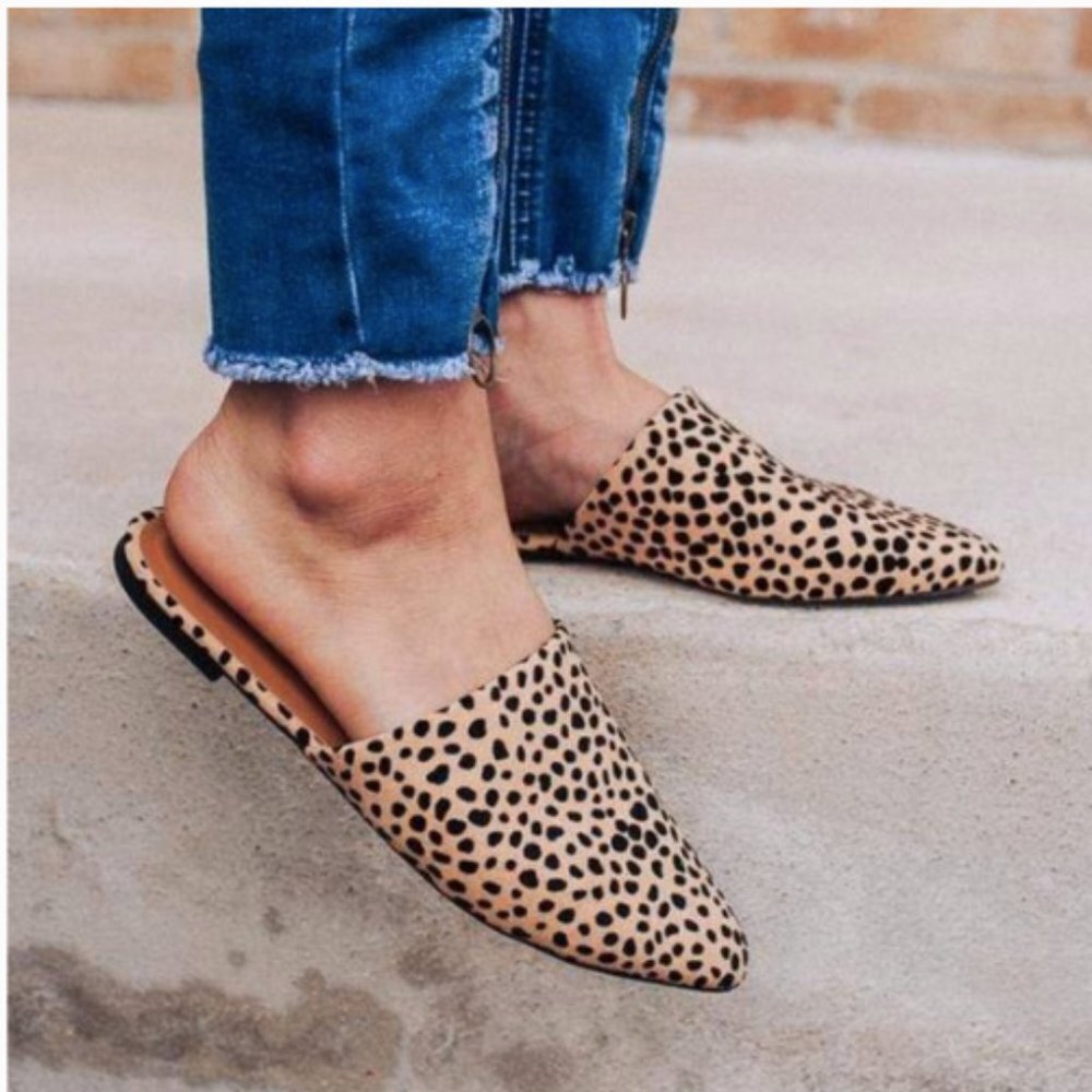 Qupid Tan Leopard Print Slip-On Mules